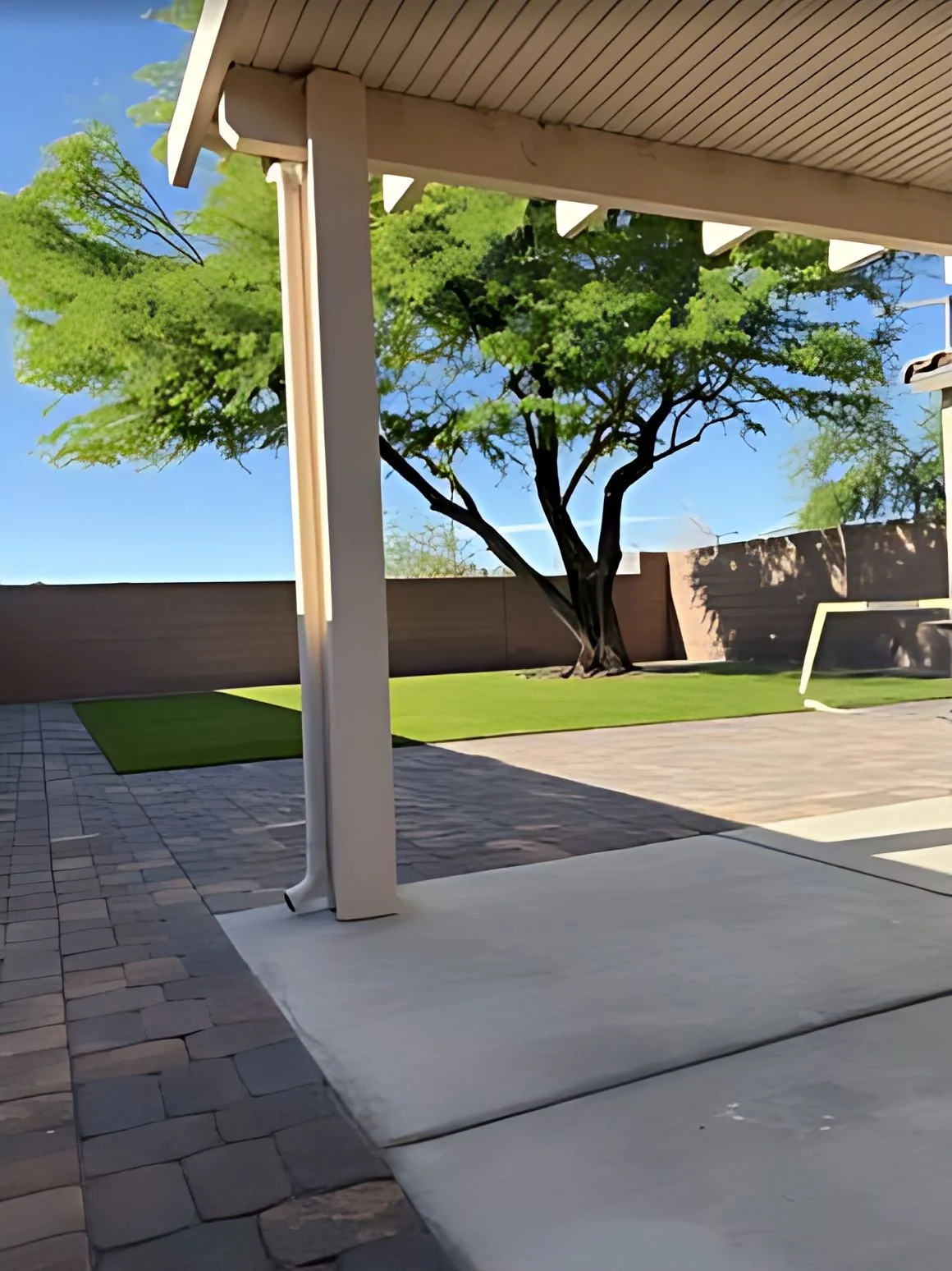 Covered Patio, paver floor under a patio cover
